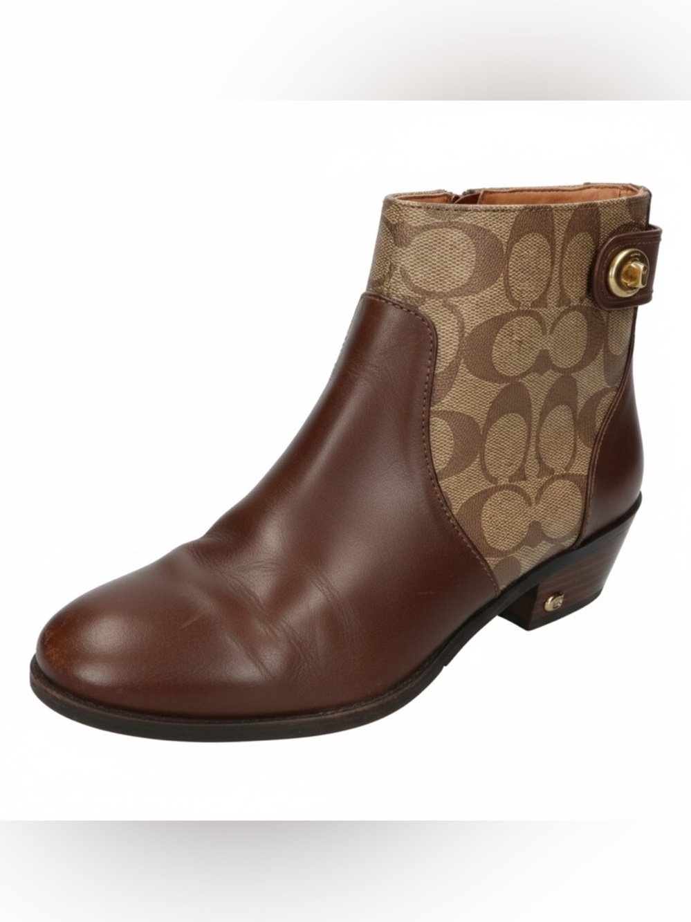 Coach Women’s Deni Leather & Signature Canvas Ankle Bootie Sz 7